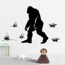 Mfault Bigfoot Silhouette Wall Decals Stickers, Black Sasquatch Adventure Grass Decorations Bedroom Art, Chimpanzee Gorilla Home Living Room Kitchen Decor