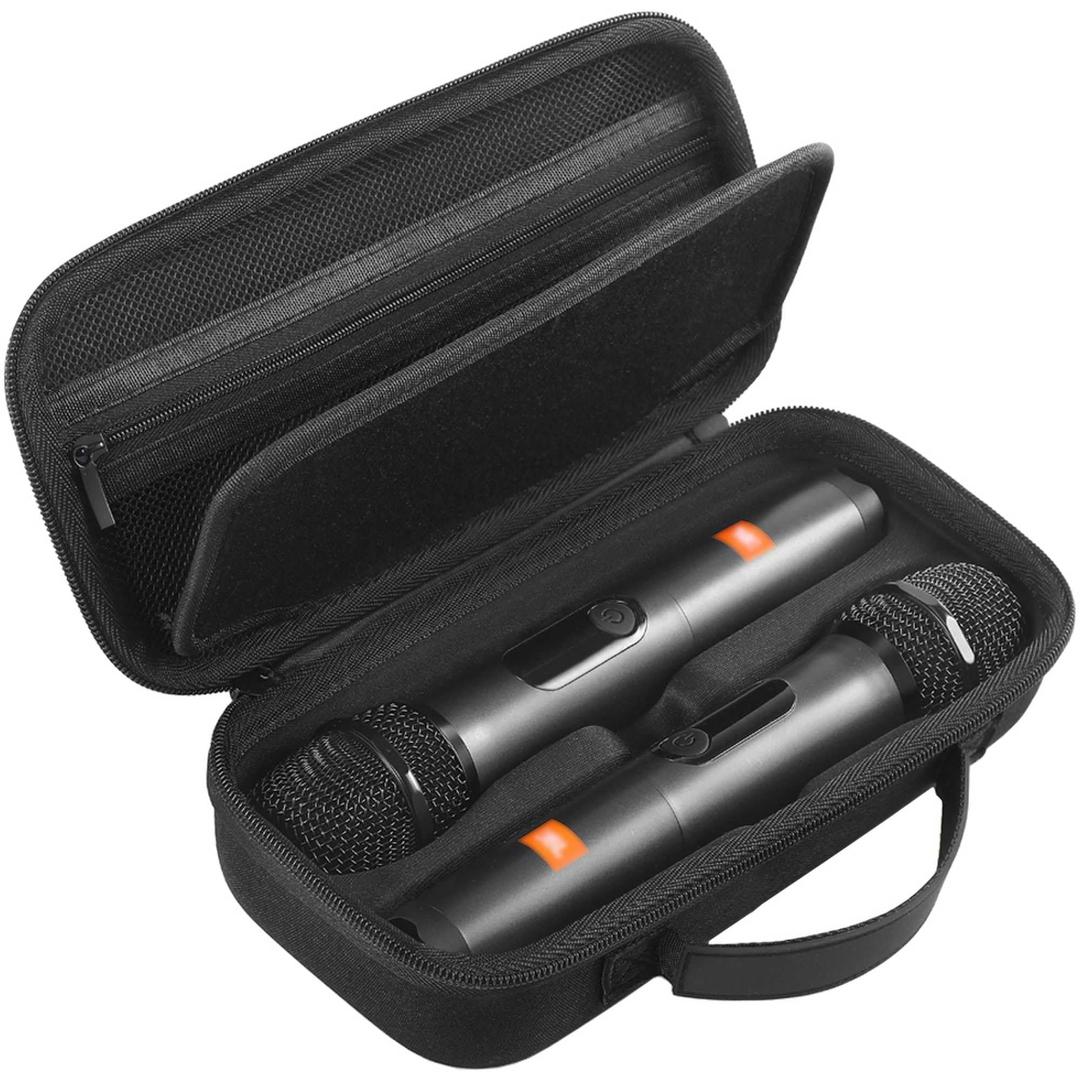 Wireless Microphone Portable Carrying Case Compatible with JBL Wireless Two Microphone System, Dual Mic Hard Bag Suitable for Travel and Home Storage (Charcoal Black)
