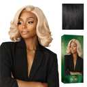Sensationnel Chicbob Lace Frontwig - Lob Unit 7 Face Framing Glueless Wig Wide 5 Inch Deep Part Synthetic Preplucked Hairline (1 JETBLACK)