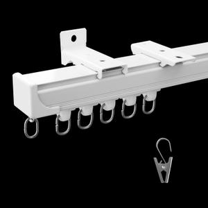 Curtain Tracks Ceiling Wall Mounted Heavy-Duty Curtains Rails Room Divider Track for Living Bedroom Shower White 3ft To 6ft (6 ft)