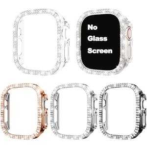 Goton 4-Pack Bling Case for Apple Watch Ultra 3/2/1 Protector 49mm, Women Glitter Diamond Rhinestone Bumper for iWatch Cover Accessories 49 mm
