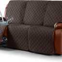 Ruaozz Waterproof Recliner Sofa Covers, Couch Covers for Reclining Couches 1-Piece Reclining Couch Cover Washable Furniture Protector with Elastic Straps Pocket for Kids Pets (Chocolate, 3 Seater)