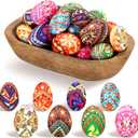 Hollowfly 24 Pcs Pysanky Easter Eggs Ukrainian Floral Spring Bowl Filler Decor Fabric Wrapped Easter Foam Eggs for Home Trays Holiday Party Decorations Basket Vase Bowl Fillers