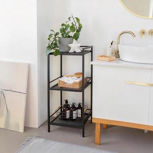 Takywep 3 Tier Shelf Stand, Narrow Shelf Unit for Small Spaces, Bathroom Rack Organizer, for Laundry, Metal Storage Shelf Bathroom, Kitchen Organization, Black
