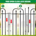 BOWDIMS Garden Fence with Gate - 5 Panels, 32 in(H) x 12 ft(L) No Dig Animal Barrier, Arched Decorative Garden Fence Border with Ground Stakes, Rustproof Metal Fencing for Yard Patio Dog Rabbit