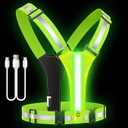 LED Reflective Vest Running Gear, High Visibility Reflective Running Gear, Rechargeable Light Up Running Vest for Night Running, Cycling, Walking, Adjustable Reflective Vest for Men and Women, 2 pack