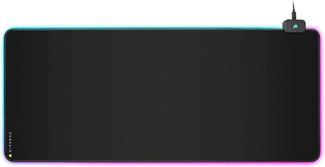 Corsair MM700 RGB Extended Cloth Gaming Mouse Pad - 36.6" x 15.8" - 360 RGB Lighting - Two USB Port Hub - Thick Rubber - Black, 36.6L x 15.8W inches