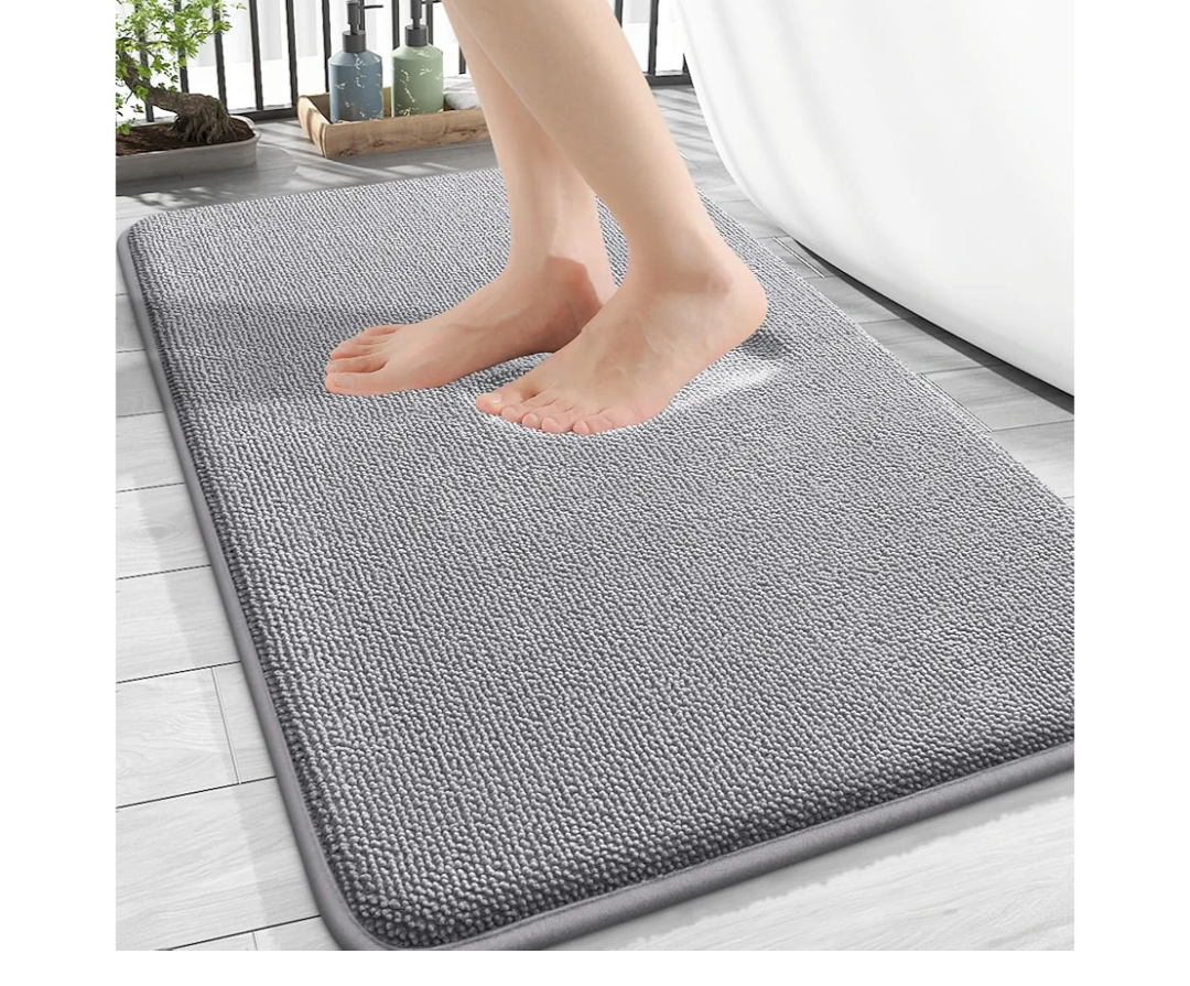 OLANLY Thick Memory Foam Bath Mat Rug 30x20, Extra Soft Absorbent Bathroom Rugs, Quick Dry Bath Mats, Non-Slip, Machine Washable Carpet for Bathroom, Tub and Shower, Home Decor Accessories, Grey