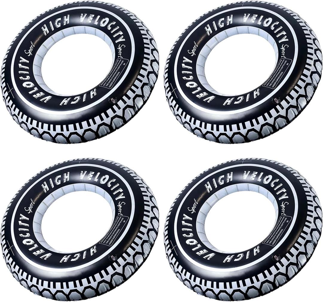 Inflatable Tire Pool Float for Adults Inflatable Giant Tire Tubes Tire Swimming Ring Tires Party Decoration for Swimming Pool Lake Ocean (24", 4 Pack)