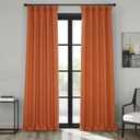 HPD Half Price Drapes - Faux Linen Curtains for Living Room (1 Panel) - 50W X 96L - Textured Room Darkening Curtains for Bedroom 96 Inches Long - Drapes for Home Decor, Desert Orange