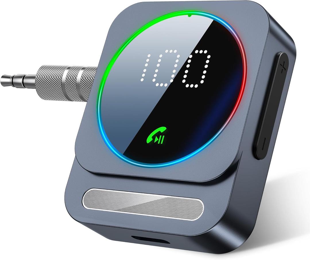 Bluetooth Aux Adapter, SONRU Bluetooth 5.3 Receiver for Car, Wireless Audio Receiver for Car/Home Stereo/Wired Headphones/Speaker, Dual AUX Outputs, RCA AUX 3.5mm (Silver)