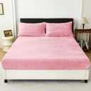 OEKO TEX Size - Ultra Soft Plush Velvet Bottom Sheet with 16" Deep Pocket - No Shedding, Pink