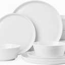 KINGSTONE Bone China Dinnerware Sets for 8, 24-Piece Lightweight Porcelain plates and bowls sets, Scratch Resistant Dish Set, Kitchen Dinner Set, for Home, Party, Gift, Microwave & Dishwasher Safe