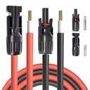 Goupchn Solar Extension Cable Male and Female Connector to Bare Wire 10AWG 40ft Red + Black with 1 Pair of Free Solar Panel Connectors