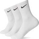 Nike Everyday Lightweight Crew 3Pair White/Black SM (46 Big Kid, Women's Shoe 46)