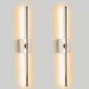 Modern LED Wall Sconces Set of Two, Hardwired Wall Sconces, 3000K Warm Light Wall Lamp, Wireless Nickel Wall Light Fixtures for Living Room, Bathroom, Bedroom, Nickel, 2 Pack