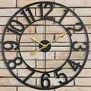 Large Outdoor Clock, Silent Non-Ticking Battery Operated Outdoor Wall Clock, Black Modern Metal Wall Clock for Patio, Porch, Pool Area, Kitchen, Bedroom, Living Room, Farmhouse Decor - 16 Inch