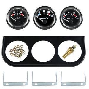 WATERWICH Triple Gauge Kit 2.52mm Car Meter Auto Gauge 3 in 1 Voltmeter + Water+ Temperature Gauge +Oil Temperature Gauge DC 12V for Car Truck Vehicle Boat Tractor Marine