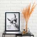 Bathroom Picture Wall Decor, Framed Black and White Bathroom Wall Art, Cheeky Llama Funny Canvas Print Painting, 10"x8"