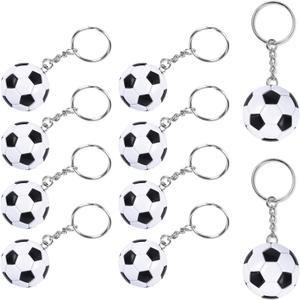 10 Pieces Soccer Keychain, Mini Football Keychain Soccer Party Favors Keychains, Team Souvenir Sport Rewards Event Giveaways