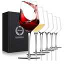 Chouggo Wine Glasses Set of 6, Hand Blown Crystal Red Wine or White Wine Glass 15Oz, Hand Crafted by Artisans Gifts for Women, Men, Wedding, Anniversary, Christmas, Birthday 