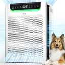 Air Purifiers for Home Large Room, Cover Up to 2600 Ft² with Washable Filters, Powerful Turbo Mode, PM2.5 Air Quality Display, 22dB Sleep Mode, Air Cleaner for Pets Hair, Smoke, Odors, HAP607, White