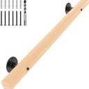 2 FT Wood Handrails for Indoor Stairs, Wall-Mounted Staircase Handrails for Indoor Outdoor Stairs, Non-Slip Stair Railing Indoor for Kids, Elderly, Pregnant Women, Disabled