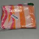 Whaline Scalloped Edge Orange Pink Striped Tablecloth Waterproof Linen Tablecloth Rectangle Table Cover for Home Kitchen Table Decoration, 55 x 70 Inch