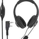 Noise Cancelling Overhead Headset Noise Reduction Walkie Talkie Earpiece with Boom Mic VOX PTT for Baofeng UV-5R UV-82HP BF-888s BF-F8HP AR-152 Arcshell AR-5 AR-6 Kenwood 2 Pin Retevis Radio