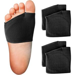 2 Pairs Metatarsal Pads Women and Men, Fabric Metatarsal Pads with Gel Pads, Metatarsalgia Insoles Provides Relief for Sesamoiditis, Metatarsalgia, Morton's Neuroma Metatarsal Gel Pads (L, Black)