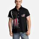 Bowling Shirts for Men Print Short Sleeve Regular Fit Hawaiian Casual Button Down Beach Shirts (Black, XXL)