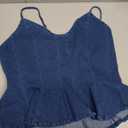 BISUAL Peplum Denim Top V-Neck Crop Denim Halter Top Jean Vest Retro Denim Corset Tank Tops For Women 2026 Summer Trendy Outfit Dark Blue L