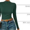 ZESICA Women's Long Sleeve Tops Mock Neck Ruched Tight Shirts 2026 Spring Trendy Outfits (Green, L)