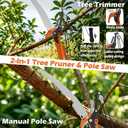 TONYINGO 30FT Reach Manual Pole Saw, Extendable Tree Trimming Pruner