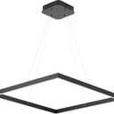 Black Modern Square Chandelier, Square Ceiling Light Fixture, Contemporary Chandelier Pendant Light for Kitchen Island, Dining Room, Bedroom, 1-Light 23.6"