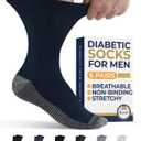 Pembrook Diabetic Socks for Men - 6 Pairs Crew Diabetic Neuropathy Socks for Men | Non Binding (Gray)