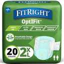 FitRight OptiFit Extra Adult Briefs, Incontinence Diapers with Tabs, Moderate Absorbency, 2XL, 60 to 70", 18 Count