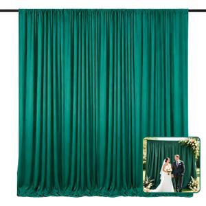2 Panels Green Backdrop Curtain, 10 x 10 Feet Polyester Background Curtains for Parties, Weddings, Baby Showers, Halloween, Christmas, Birthday Party Photoshoot Backdrop Curtains Decorations