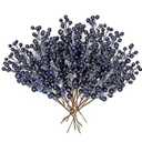 Briful 6 PCS Artificial Christmas Berry Picks, 13.8" Faux Berry Stems Spray with Glitter Paillette Floral Arrangement Bouquet Filler for Home Wedding Christmas Decoration (Medium-gold)