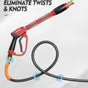 CADEGUO Pressure Washer Gun and Hose Kit, 4800PSI Flexible & Kink-Resistant - Steel Braided & Durable High Power Washer Hose 25 FT with 3/8" Swivel Quick Connector and M22 14mm Adapters & 5 Nozzles