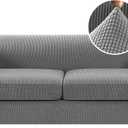 3 Piece Chesterfield Sofa Cover for 2 Cushion Couch High Arm Sofa Slipcovers 2 Seat High Stretch Washable Furniture Protector for Dogs Pet (Light Grey, XL-Loveseat)