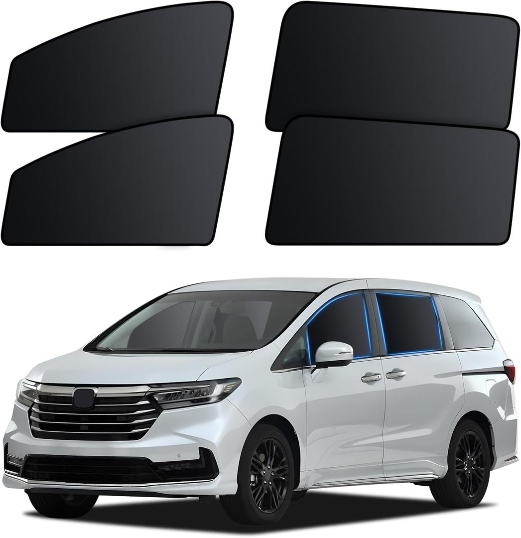 ZATOOTO Car Window Shades for Honda Odyssey 2020-2024, 4 Pcs Magnetic Car Window Covers - 100% Block Light Privacy Curtains, Side Window Sun Shade for Baby Breastfeeding, Sleeping, Camping