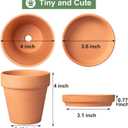 Orceler 4 Inch Terracotta Pots with Saucer - 6 Pack Small Clay Plant Pots with Drainage Holes, Flower Pots with Tray, Terra Cotta Pots for Indoor Outdoor Plants, Crafts, Wedding Favor