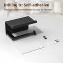 Adhesive Toilet Paper Holder with Shelf, Stainless Steel, Black