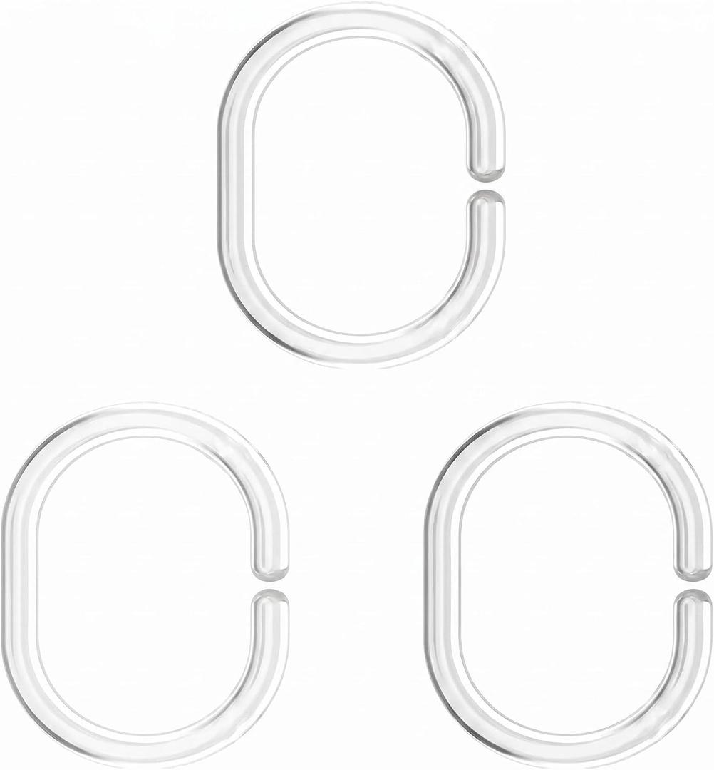 2 x 24 Pcs Shower Curtain Rings, C Shaped Plastic Clear Shower Curtain Hooks for Kitchen, Bathroom, Wardrobe, Shele
