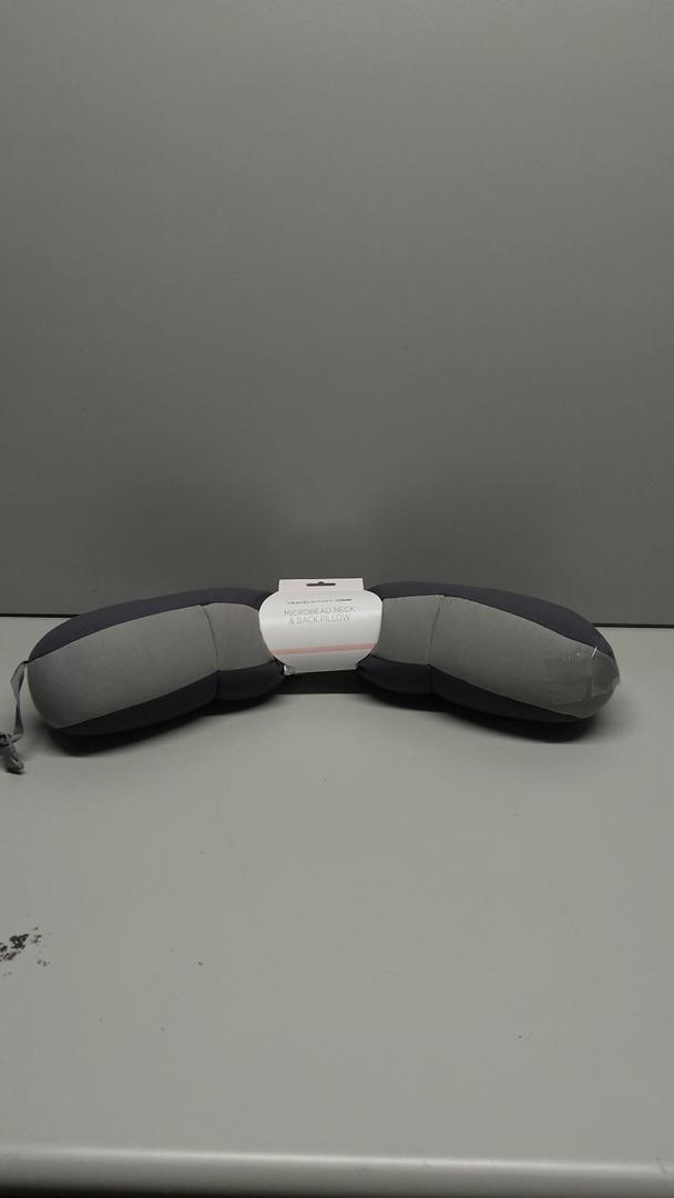 Conair Travelsmart Microbead Neck & Back Pillow, Dark Blue and Gray