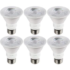 KOR (Pack of 6) LED PAR20 Light Bulbs, 8W (Replaces 50W 50PAR20), E26 Base, Waterproof Indoor/Outdoor Use, UL & Energy Star (5000K Day-Light)