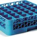 Carlisle FoodService Products Opticlean Divided Glass Rack with 36 (4.75 x 2.91 Inch) Compartments for Kitchen and Restaurant, Plastic, 19.88 x 19.88 x 5.50 Inches, Blue