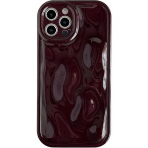 Caseative for iPhone 12 Pro Max Case,Water Ripple Wave Meteorite Bubble Chrome Plating Soft Phone Case (Wine Red)