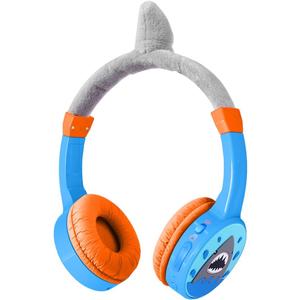 Kids Bluetooth Headphones Toddler Wireless/Wired Headphone with MIC Bluetooth 5.3 Stereo Sound Sharing Function Adjustable 85dB Safe Volume Limited SD Card Slot Kid Headset for Home School, Shark